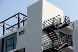 fire,escape,stair,steel.,black,outdoor,metal,stair,of,building.